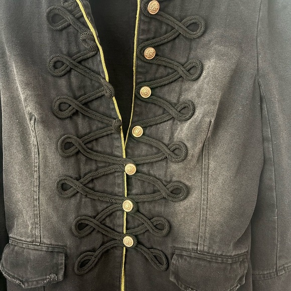 Indigo Thread Co Jacket S Black Denim
Gold Buttons Military. Medium - Picture 2 of 11